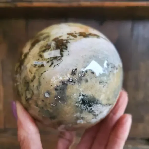 Ocean Jasper Large Sphere with Druzy Cave 986 Grams 90mm